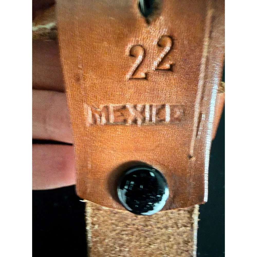 Vintage Tooled Leather Belt Size 22 Personalized 